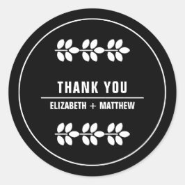 Adesivo Redondo Brancos Casamento Negro Obrigado