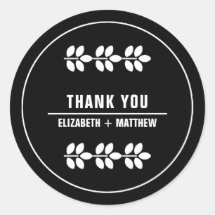 Adesivo Redondo Brancos Casamento Negro Obrigado