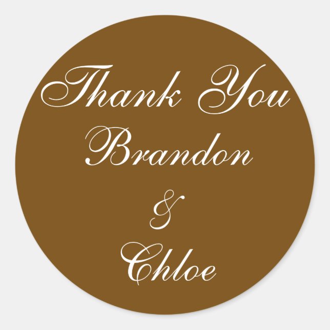 Adesivo Redondo Brancos com Chocolate Obrigado Stick (Frente)