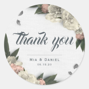 Adesivo Redondo Brancos e Pêssegos Flóricos Glamorosos