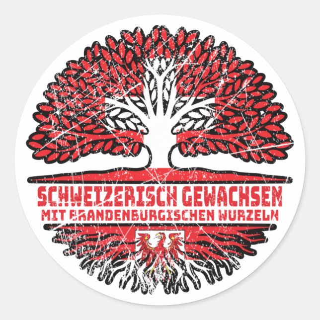 Adesivo Redondo Brandenburgisch Schweizer Schweiz Baum (Frente)