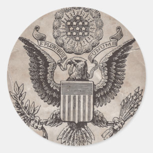 Adesivo Redondo Brasão americana antiquado