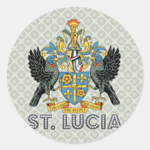 Adesivo Redondo Brasão de alta qualidade de St Lucia