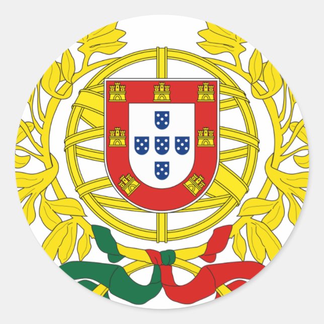 Adesivo Redondo Brasão de Armas (brasão) de Portugal (Frente)
