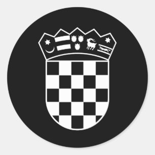 Adesivo Redondo Brasão de armas da Croácia, simples, tabuleiro de