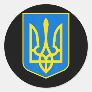 Adesivo Redondo Brasão De Armas Da Ucrânia - Slava Ukraini 2