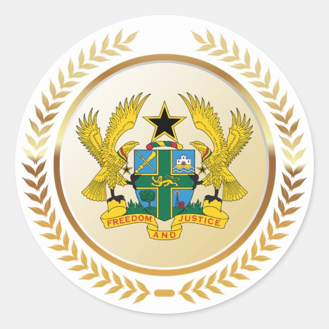 Adesivo Redondo Brasão de Armas de Gana (Frente)