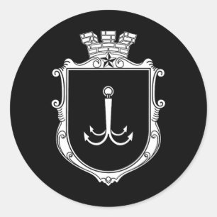 Adesivo Redondo Brasão de Armas de Odesa Odessa Ucrânia Bandeira U