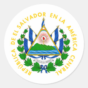 Adesivo Redondo brasão de armas do país El Salvador símbolo emblem