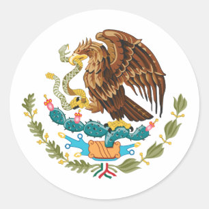 Adesivo Redondo brasão de armas do país México símbolo emblema águ