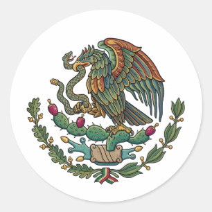 Adesivo Redondo brasão de armas do país México símbolo emblema ban