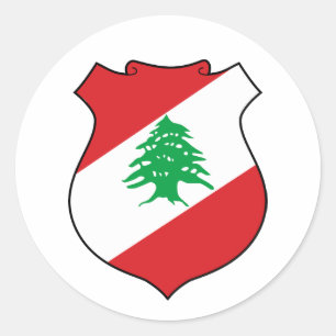 Adesivo Redondo brasão de armas símbolo emblema bandeira do Líbano