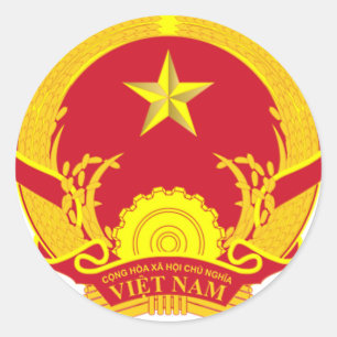 ADESIVO REDONDO BRASÃO DE VIETNAM. SÍMBOLO DE VIET
