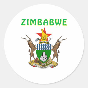 Adesivo Redondo Brasão de Zimbabwe