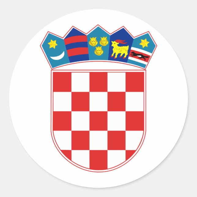 Adesivo Redondo Brasão hora Hrvatska de Croatia (Frente)