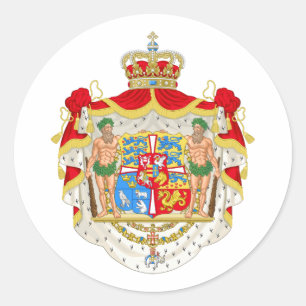 Adesivo Redondo Brasão real dinamarquesa do vintage de Dinamarca