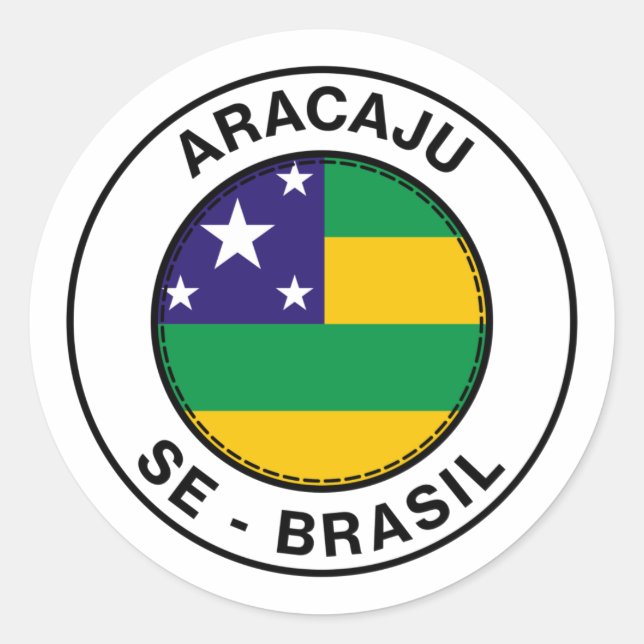 Adesivo Redondo Brasil Aracaju Sergipe SE Bandeira Stamp (Frente)
