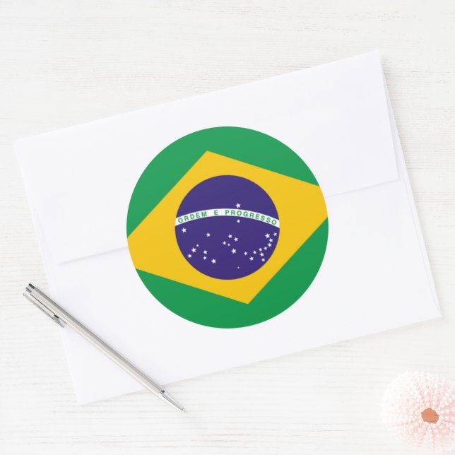 Adesivo Redondo Brasil: Bandeira do Brasil (Envelope)