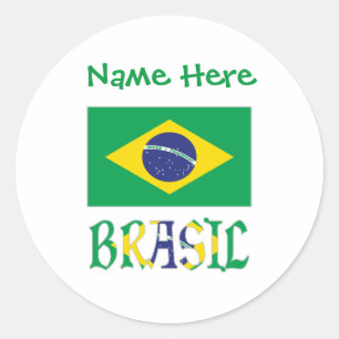 Adesivo Redondo Brasil Bandeira do Brasil Verde Personalizado 