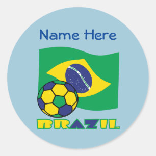 Adesivo Redondo Brasil: Bandeira do futebol - Brasil - Personaliza