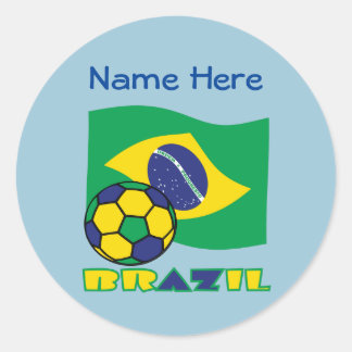 Adesivo Redondo Brasil: Bandeira do futebol - Brasil - Personaliza
