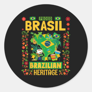 Adesivo Redondo Brasil Bandeira Ideia Para Crianças Brasil & M