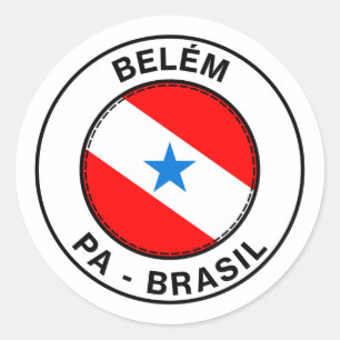 Adesivo Redondo Brasil Belem Para PA Bandeira Stamp