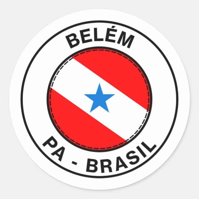 Adesivo Redondo Brasil Belem Para PA Bandeira Stamp (Frente)