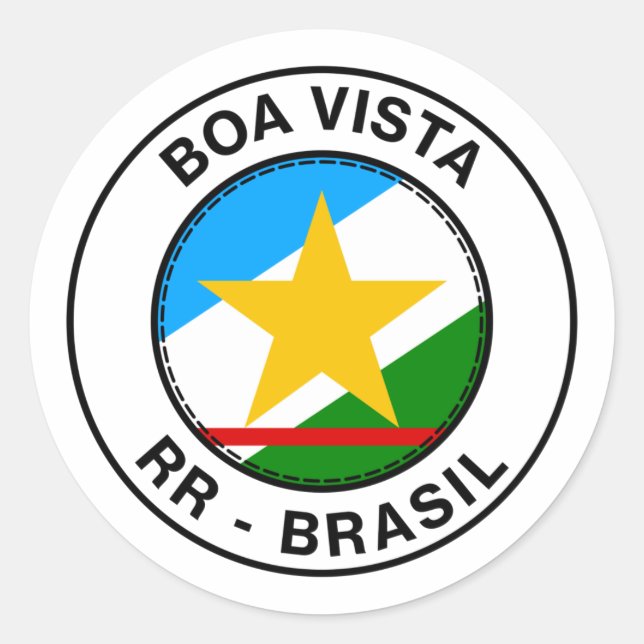 Adesivo Redondo Brasil Boa Vista Roraima Bandeira Stamp (Frente)