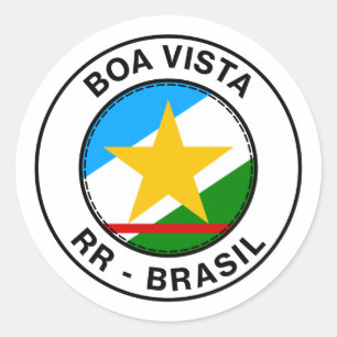 Adesivo Redondo Brasil Boa Vista Roraima Bandeira Stamp