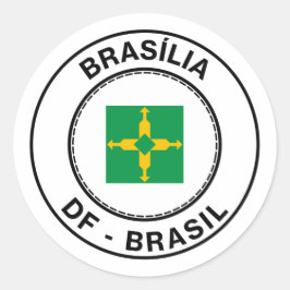 Adesivo Redondo Brasil Brasilia Distrito Federal DF Bandeira Stamp