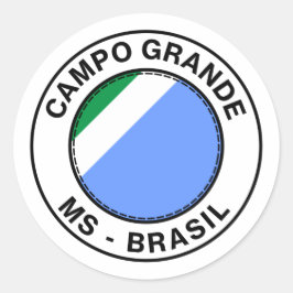 Adesivo Redondo Brasil Campo Grande Mato Grosso do Sul Bandeira
