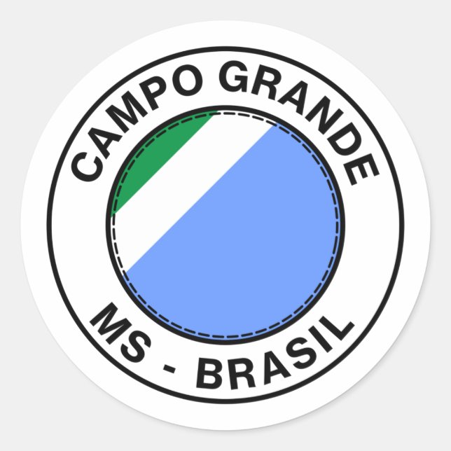 Adesivo Redondo Brasil Campo Grande Mato Grosso do Sul Bandeira (Frente)