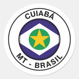 Adesivo Redondo Brasil Cuiaba Mato Grosso Bandeira