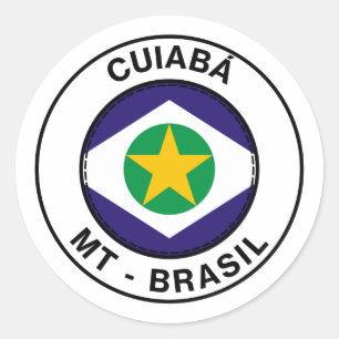Adesivo Redondo Brasil Cuiaba Mato Grosso Bandeira