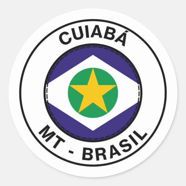 Adesivo Redondo Brasil Cuiaba Mato Grosso Bandeira (Frente)