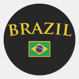 Adesivo Redondo Brasil dourado