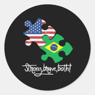 Adesivo Redondo Brasil e Estados Unidos No Dia 4 De Julho