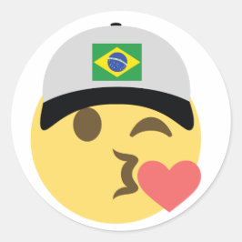 Adesivo Redondo Brasil Emoji Baseball Hat