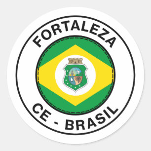 Adesivo Redondo Brasil Fortaliza Ceara CE Bandeira Stamp