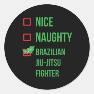 Adesivo Redondo Brasil: Jiu-jitsu Combatendo Funny Pajama no Natal