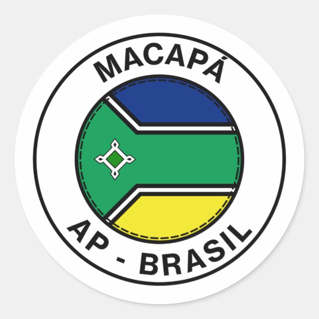 Adesivo Redondo Brasil Macapa Amapa Bandeira Stamp (Frente)