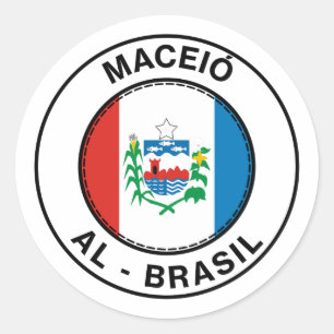 Adesivo Redondo Brasil Maceio Alagoas AL Bandeira Stamp