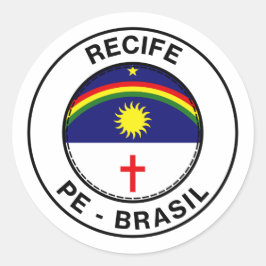 Adesivo Redondo Brasil Recife Pernambuco PE Bandeira Stamp