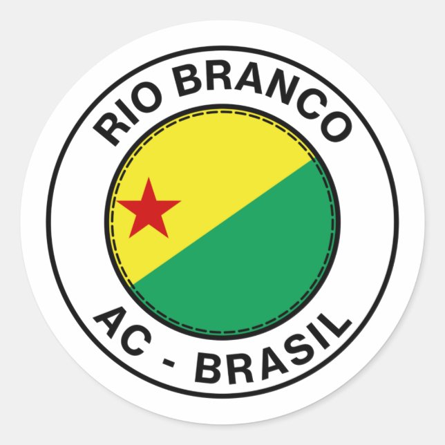 Adesivo Redondo Brasil Rio Branco Acre AC Bandeira (Frente)