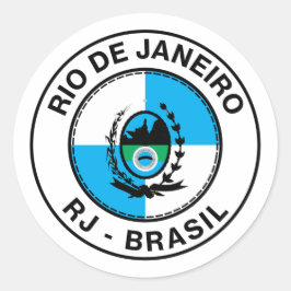 Adesivo Redondo Brasil Rio de Janeiro RJ Bandeira Stamp
