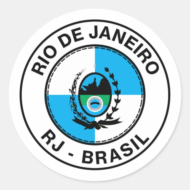 Adesivo Redondo Brasil Rio de Janeiro RJ Bandeira Stamp (Frente)