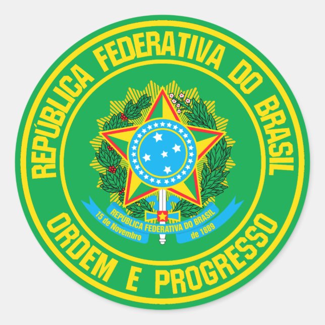 Adesivo Redondo Brasil Round Emblem (Frente)