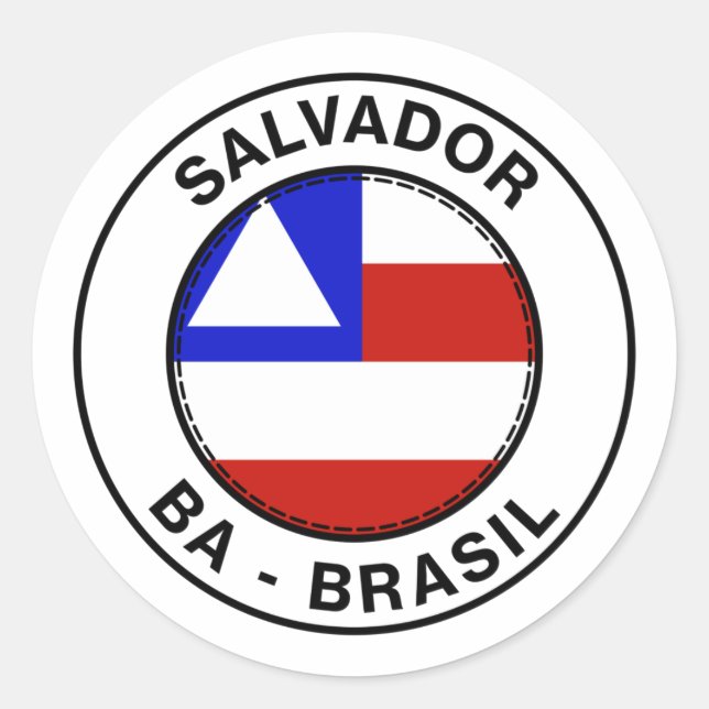 Adesivo Redondo Brasil Salvador Bahia BA Bandeira Stamp (Frente)