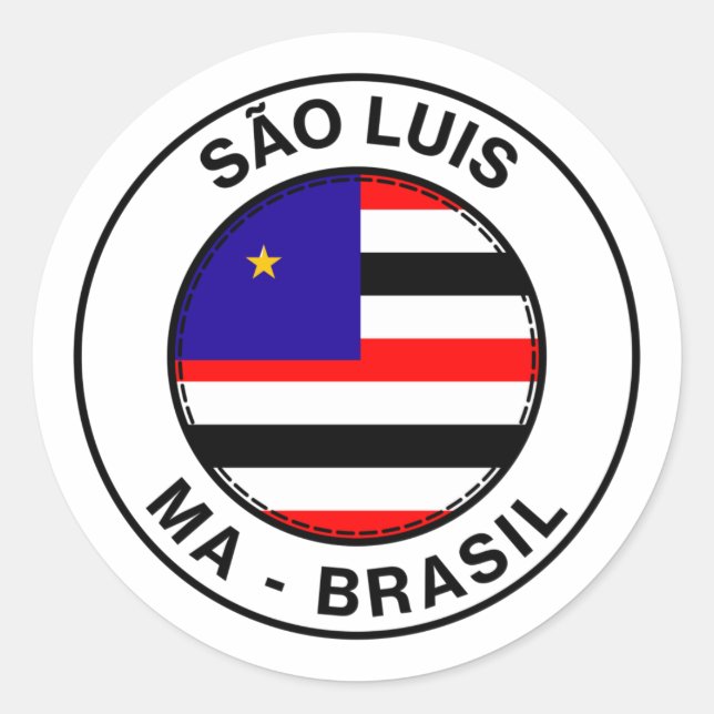 Adesivo Redondo Brasil Sao Luis Maranhao MA Bandeira Stamp (Frente)